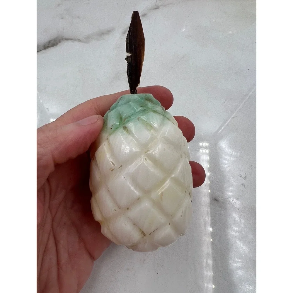 Vintage Mexican Onyx Stone Fruit Set of 5 Pomegranate Pineapple Pear Hand Carved